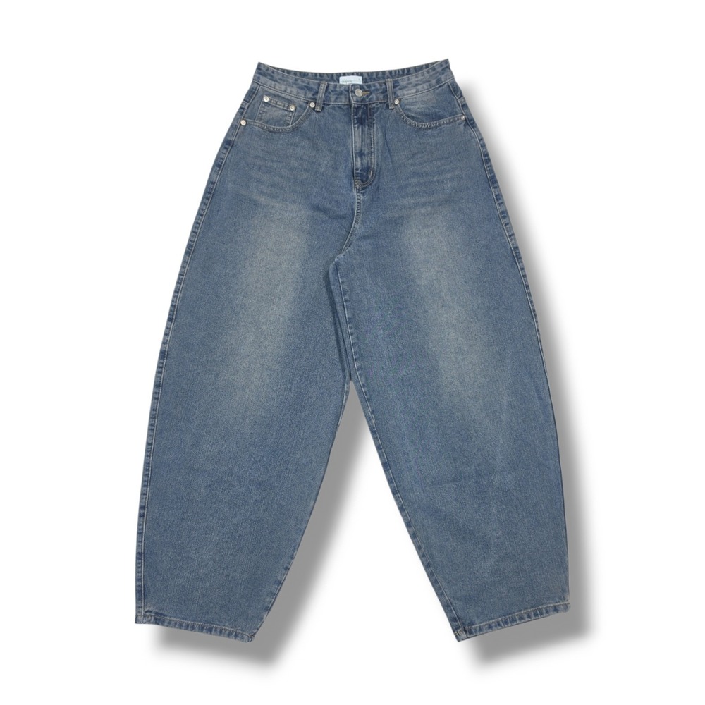 Standard Error Design By Korea Balloon Leg Baggy Blue Denim Jeans Unisex M